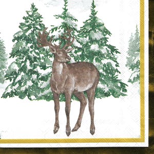 Napkin Set for Decoupage, Mixed Media Arts, Paper Crafts, Art Journaling, Christmas, Stag, Deer, Forest, Winter, Snow
