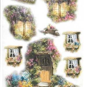 Rice Paper, Decoupage, Paper Crafts, Mixed Media, Spring, Cottage, Window, Door, Flowers