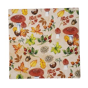 Ensemble de serviettes pour découpage, arts techniques mixtes, créations manuelles en papier, journal artistique, automne, automne, champignons, champignon vénéneux, campagne, champ