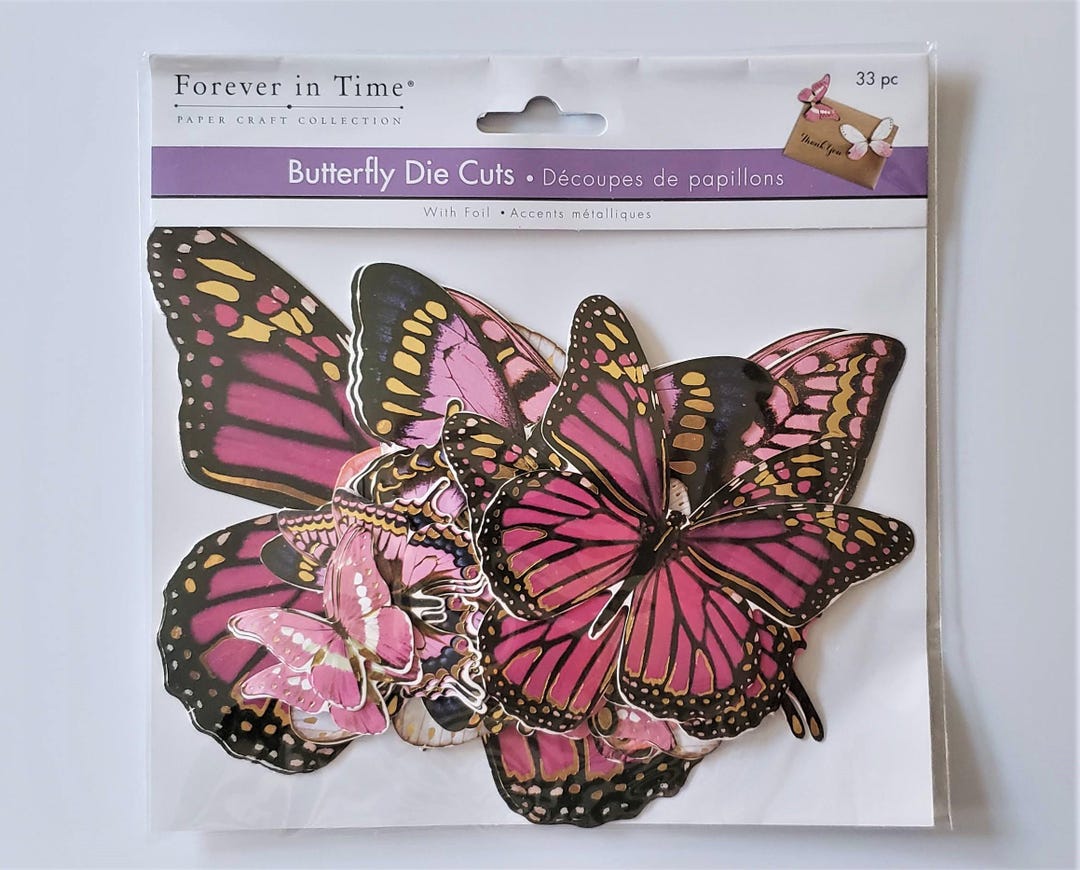 Butterfly Die Cut Embellishments With Foil, Pink for Mixed Media ...
