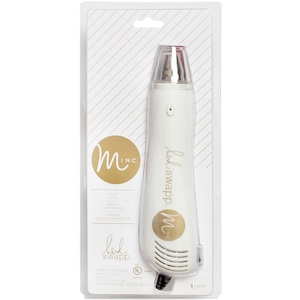 May include: White heat tool with a gold "heat swapp" logo on the side. The tool is packaged in a white and grey cardboard box with a gold "M INC" logo.