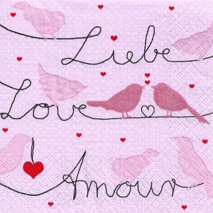 Ensemble de serviettes de table pour découpage, arts techniques mixtes, créations manuelles en papier, tenue d'un journal artistique, oiseaux, coeurs, amour, Saint-Valentin