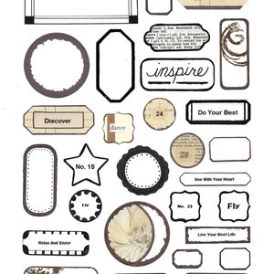 Ephemera for Journaling, Scrapbooking, Cardmaking, Mixed Media, Download PDF, Digital File, Inspire