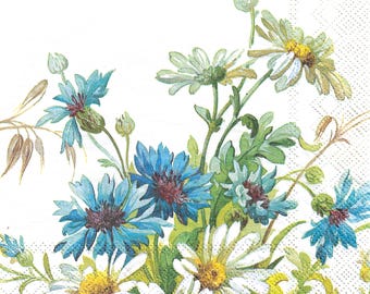 Napkin Set for Decoupage, Mixed Media Arts, Paper Crafts, Art Journaling, Flower, Floral, Daisy, Garden, Watercolour