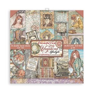 Bloc de papier lifestyle Lady Vagabond - 20 x 20 cm - découpage, scrapbooking, techniques mixtes, estampage