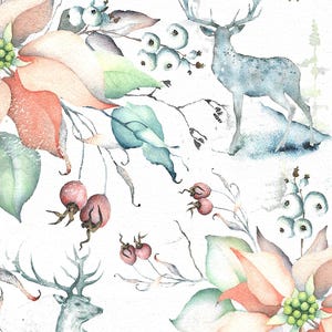 Carta di riso, Decoupage, Artigianato di carta, Tecniche miste, Fioritura, Stella di Natale, Natale, Cervi, Bacche, Floreale, Acquerello, Disegni di carta