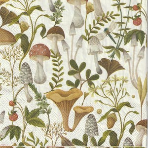 Ensemble de serviettes pour découpage, arts techniques mixtes, créations manuelles en papier, journal artistique, automne, automne, champignons, champignon vénéneux, campagne, champ