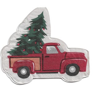 Napkin Set for Decoupage, Mixed Media Arts, Paper Crafts, Art Journaling, Winter, Evergreen, Christmas, Snow, Red Truck, Christmas Truck