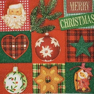 Ensemble de serviettes pour découpage, arts techniques mixtes, travaux manuels en papier, journalisation artistique, arbre de Noël, décorations, oiseau, hiver, feuilles persistantes, père Noël
