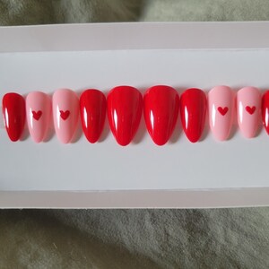 Valentine&#39;s Day/February Nails- Handmade press on nails (No sizing kit needed)