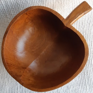 Vintage Wood Apple Bowl Salad Bowl