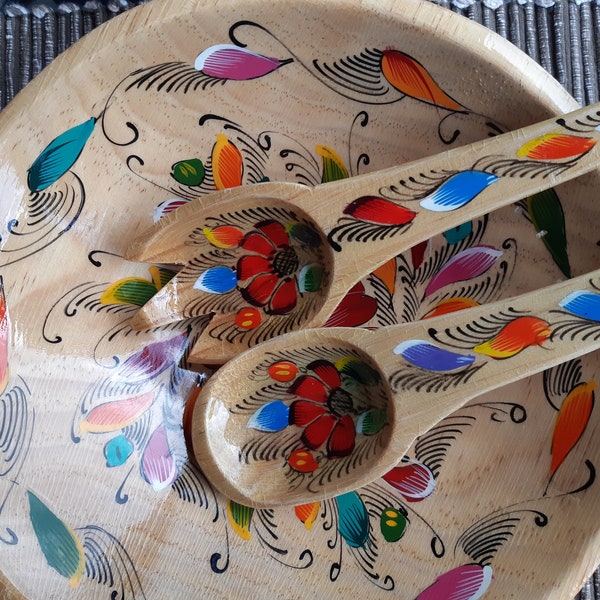 Wooden Salad Bowl and Tongs Etsy