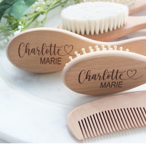 Custom Baby Gift Girls Personalized Wooden Baby Hair Brush Custom Baby Brush Baby Shower Gift Girls Baby Keepsake Gift image 3