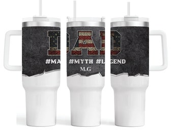 Personalized 40oz Tumbler with Handle & Straw | Custom 40oz Tumbler | Gift For Her | 40 oz Travel Mug | Dad Gift | Gift For Him |