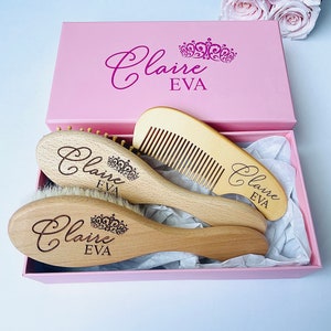 Personalized Baby Gift | Personalized Wooden Baby Hair Brush | Custom Baby Brush |  Baby Shower Gift Girls | Baby Keepsake Gift |