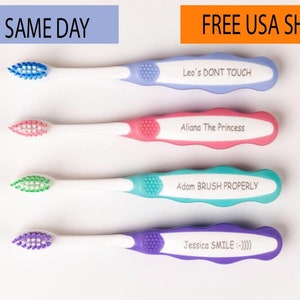 Paquete de 4 cepillos de dientes personalizados para niños, para niños de 2 a 6 años, cepillo de dientes para bebé personalizado, cepillo de dientes para niños con nombre, cepillo de dientes personalizado.