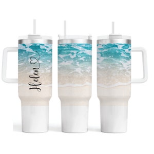 Personalized 40oz Tumbler with Handle & Straw | Custom 40oz Tumbler | Gift For Her | 40 oz Travel Mug | Bridesmaid Gift | Vacation Cup