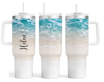 Personalized 40oz Tumbler with Handle & Straw | Custom 40oz Tumbler | Gift For Her | 40 oz Travel Mug | Bridesmaid Gift | Vacation Cup