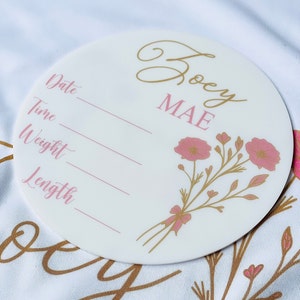 Birth Announcement Sign | Acrylic New Born Baby Birth Announcement Sign | Baby Birth Announcement | Custom Baby Gift