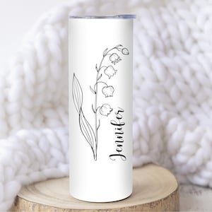Personalized Birth Flower Coffee Cup with name, Personalized Birth Flower Tumbler, Bridesmaid Proposal, Gifts For her, 20oz Tumbler