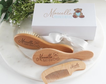 Personalized Baby Gift | Personalized Wooden Baby Hair Brush | Custom Baby Brush |  Baby Shower Gift Boys | Baby Keepsake Gift |