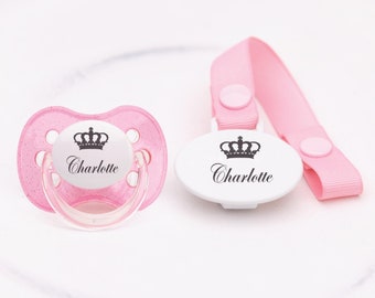 Personalized Pacifier, Personalized Pacifier Clip, custom binky, pacifier, pacifier clip, baby shower gift, baby girl gift, engraved