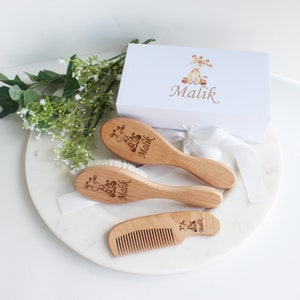Personalized Baby Gift | Personalized Wooden Baby Hair Brush | Custom Baby Brush |  Baby Shower Gift Girls and Boys | Baby Keepsake Gift |