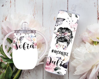 Personalized Tumbler, Personalized Sippy Cup, Sippy Cup, Personalized Baby Gift, Baby Shower Gift, Girls Sippy Cup, Mama and Mini Set