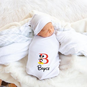 Personalized Baby Blanket | Mickey Initial Blanket | Personalized Baby Boy Gift | Baby Shower Gift