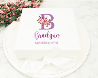 Personalized BIRTHDAY gift box, storage keepsake, 18th, 21st, 30th, 40th, 50th, 60th, birthday gift for her, bridesmaid gift, bride gift