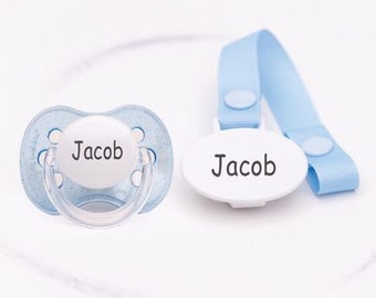 Personalized Pacifier, Personalized Pacifier Clip, custom binky, pacifier, pacifier clip, baby shower gift, baby boy gift, engraved