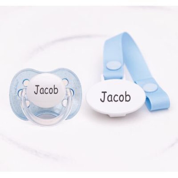 Personalized Pacifier, Personalized Pacifier Clip, custom binky, pacifier, pacifier clip, baby shower gift, baby boy gift, engraved