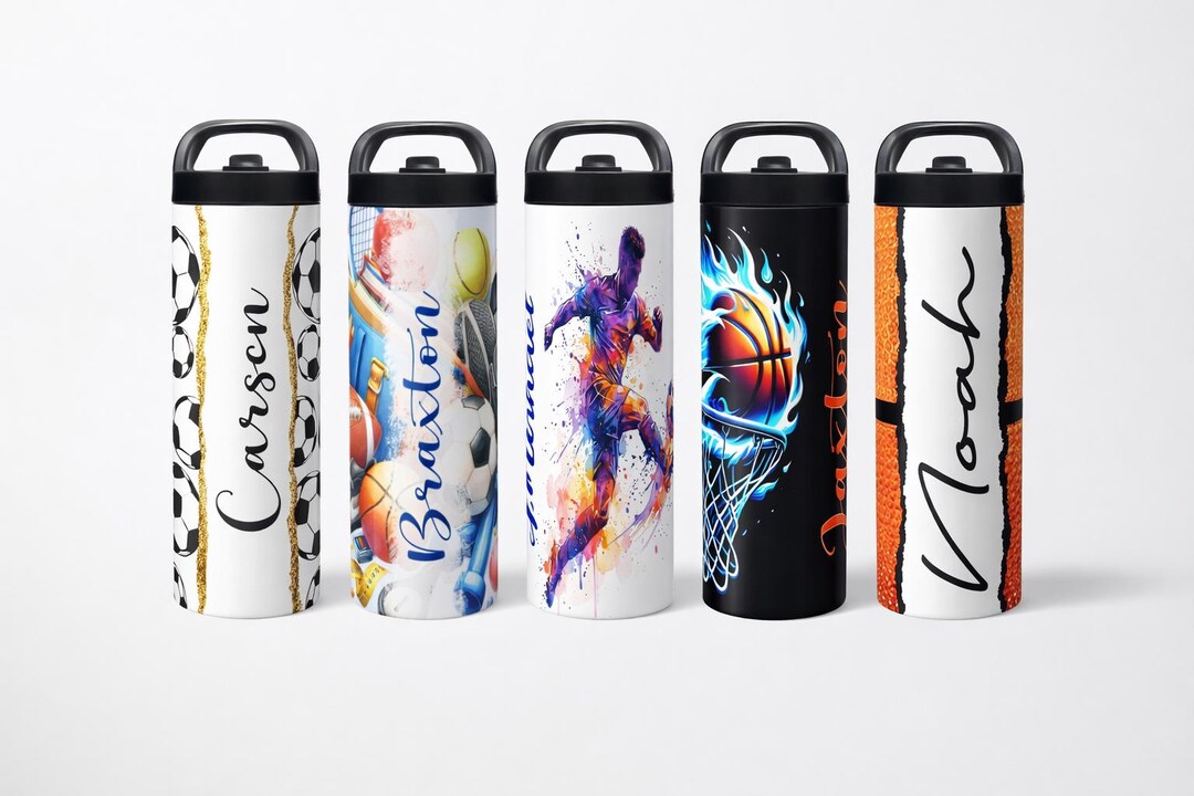 Custom Sports Water Bottle 20 Oz – Custom Name Tumbler for Kids Boys ...