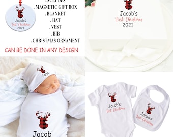 Regalo de Navidad Personalizado para Bebés, Bebés Primer Niño de Navidad, Adorno de Navidad, Regalo de Navidad para Bebé, Caja de Navidad, Caja de Nochebuena