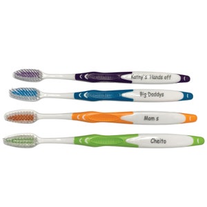 Personalized Toothbrushes 4 PACK, personalized gift ideas, custom adult toothbrushes, tooth brushes with names on, personalized toothbrush