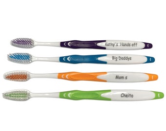Personalized Toothbrushes 4 PACK, personalized gift ideas, custom adult toothbrushes, tooth brushes with names on, personalized toothbrush