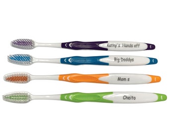 Personalized Toothbrushes 4 PACK, personalized gift ideas, adults toothbrushes, manual toothbrushes, engraved