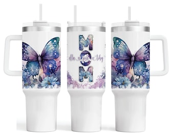 Tumbler personalizzato da 40 once con manico e cannuccia / Tumbler personalizzato da 40 once / Regalo per lei / Tazza da viaggio da 40 once / Regalo per la mamma / Regalo per la nonna /