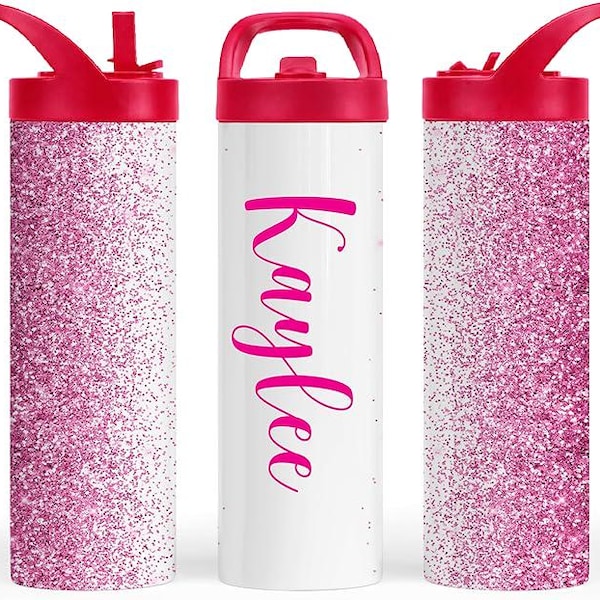 Botella de agua personalizada para campamento de verano / Botella de agua escolar personalizada / Botella deportiva personalizada / Vuelta al cole / Botella escolar para niñas /