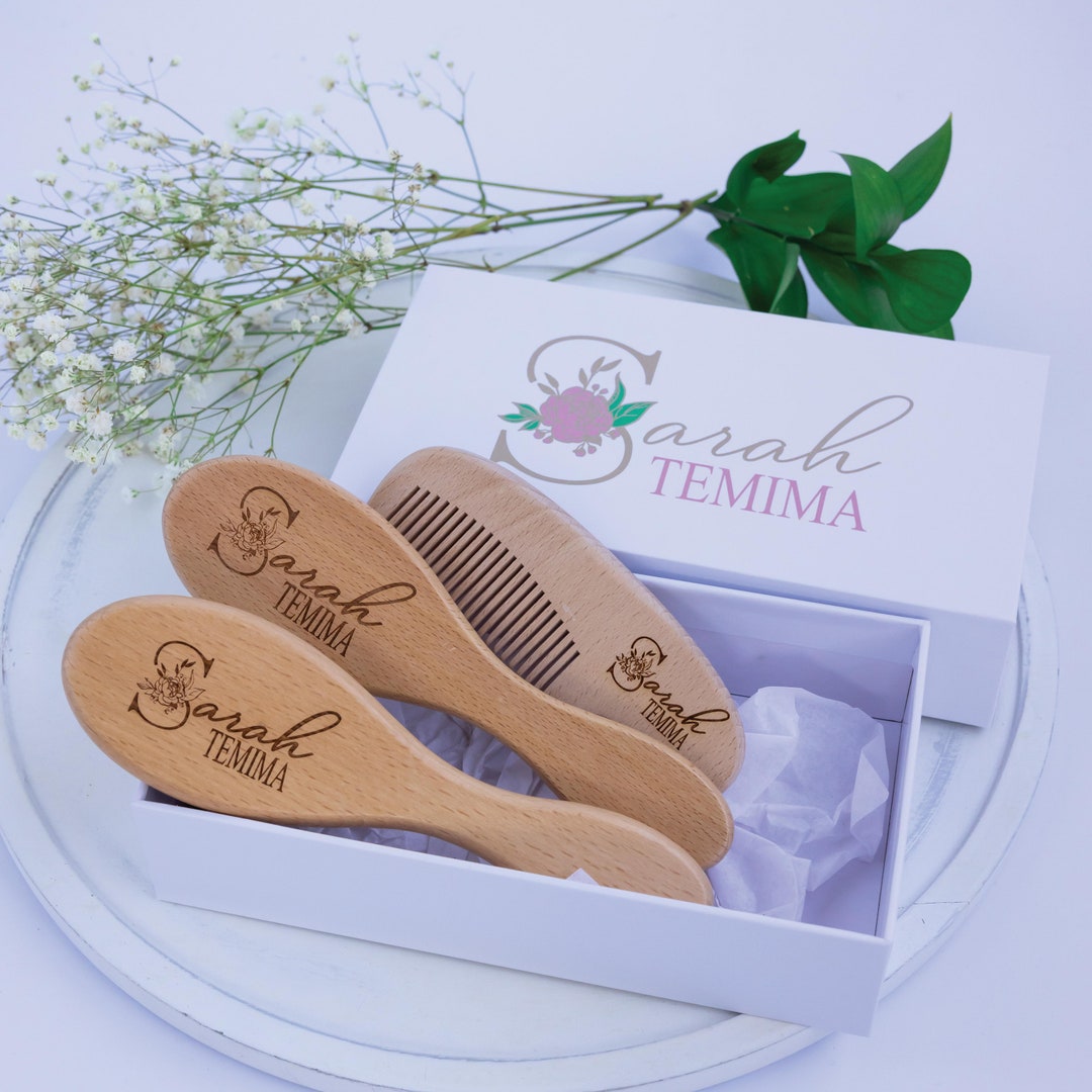Personalized Baby Gift Personalized Wooden Baby Hair Brush Custom Baby