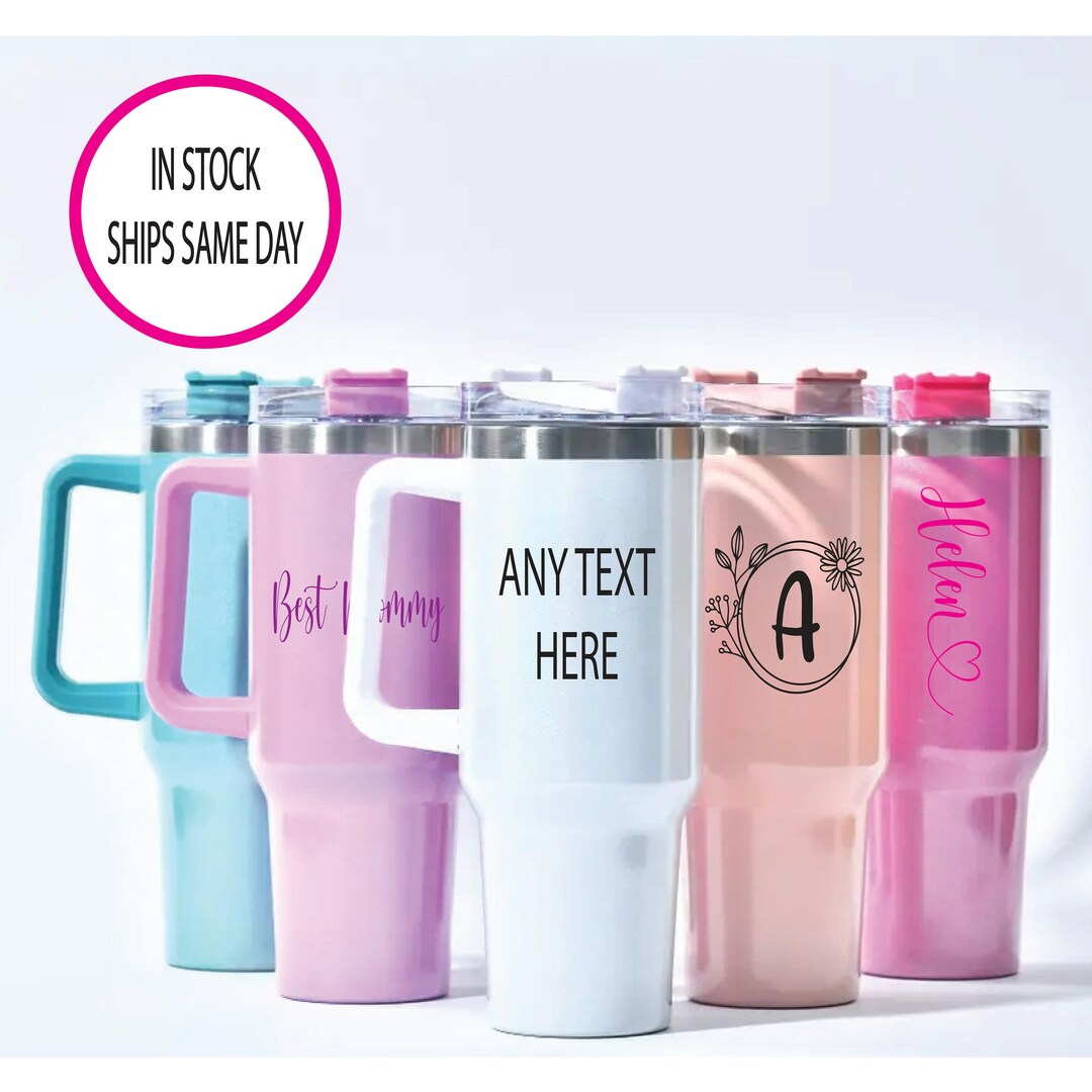 Personalized 40oz Tumbler With Handle | Shimmer 40oz Tumbler | Stainless Steel Tumbler | Hot or ...