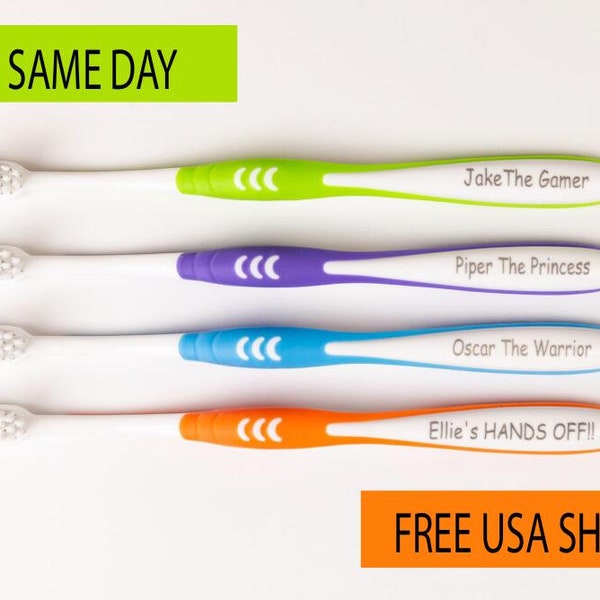 Personalized Toothbrushes 4  PACK, Pre Teen ages 6 - 12 years, personalized gift ideas, adults toothbrushes, manual toothbrushes, engraved