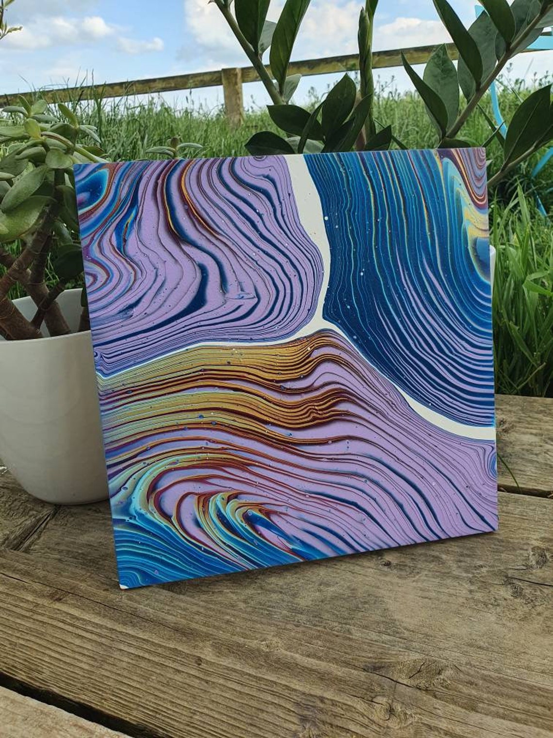 Abstract Painting on Wooden Board Etsy UK