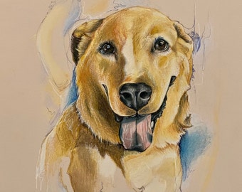 Custom Pet Portrait | Mixed Media Hand-Drawn | Pet Commission | Custom Pet Sketch Drawing | Custom Pet Painting | Pet Lover Gift | Pet Art