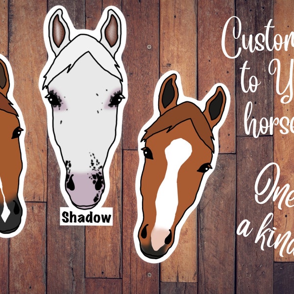 Custom horse head sticker, custom horse sticker, gift for horse lover, equestrian gift, personalized horse sticker