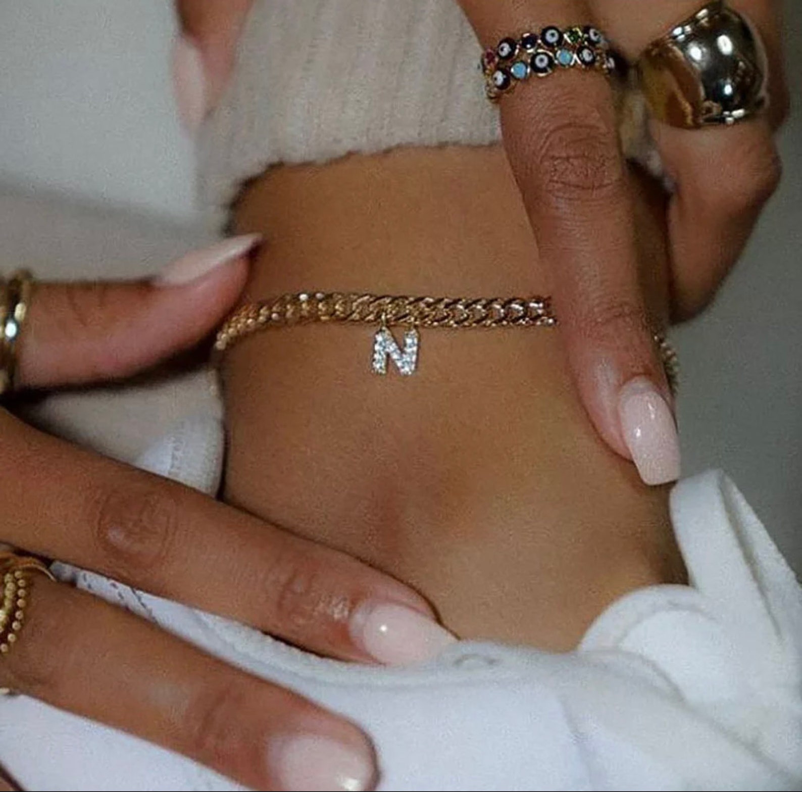 Initial Diamond Anklet Etsy