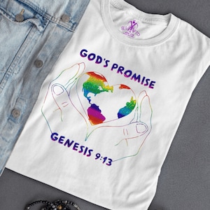 GOD&#39;S PROMISE (Genesis 9:13), Christian T Shirt, Scripture T Shirt, Faith T Shirt, Faithful t shirt, Biblical t shirt, Tee t shirt,