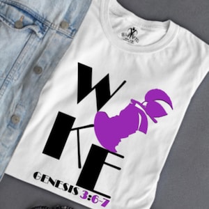 Woke (Genesis 3: 6-7), christliches T-Shirt, Schrift-T-Shirt, Glaube-T-Shirt, woke Männer-T-Shirt, steh auf T-Shirt, wachte Mitteilungs-T-Shirt auf,