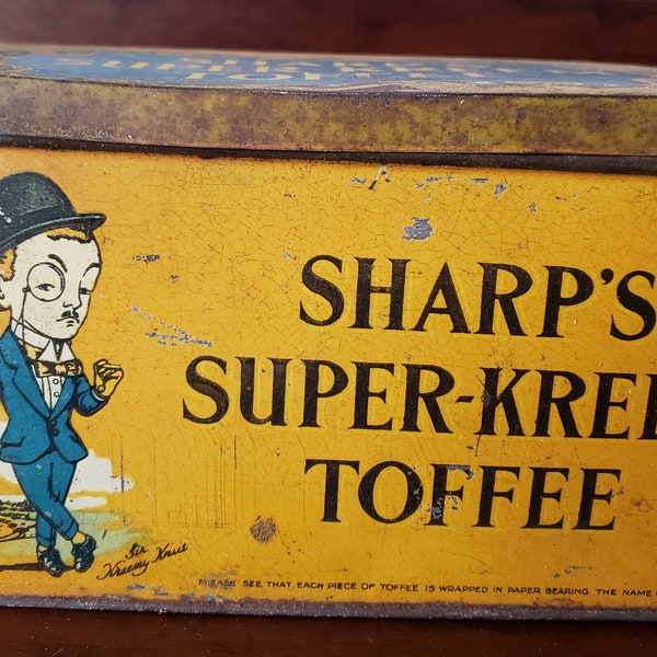 Vintage Sharp's Super-Kreem Toffee Tin Ed. Sharp & Sons Ltd