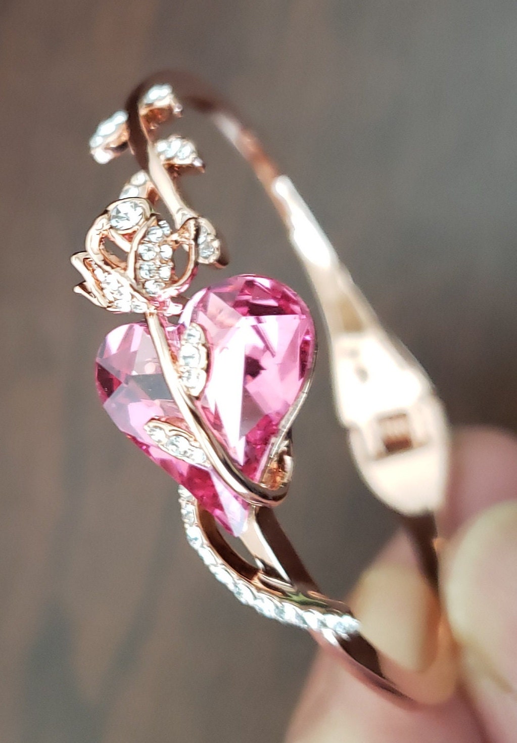 Sllaiss Swarovski Crystals Bangle Bracelets for Women Silver Tone Jewelry  for Women Girlfriend Wife Daughter Sister Friend on Valentine's Day  Birthday Anniversa…